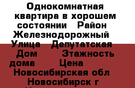 Однокомнатная квартира в хорошем состоянии › Район ­ Железнодорожный › Улица ­ Депутатская › Дом ­ 2 › Этажность дома ­ 9 › Цена ­ 12 000 - Новосибирская обл., Новосибирск г. Недвижимость » Квартиры аренда   . Новосибирская обл.,Новосибирск г.